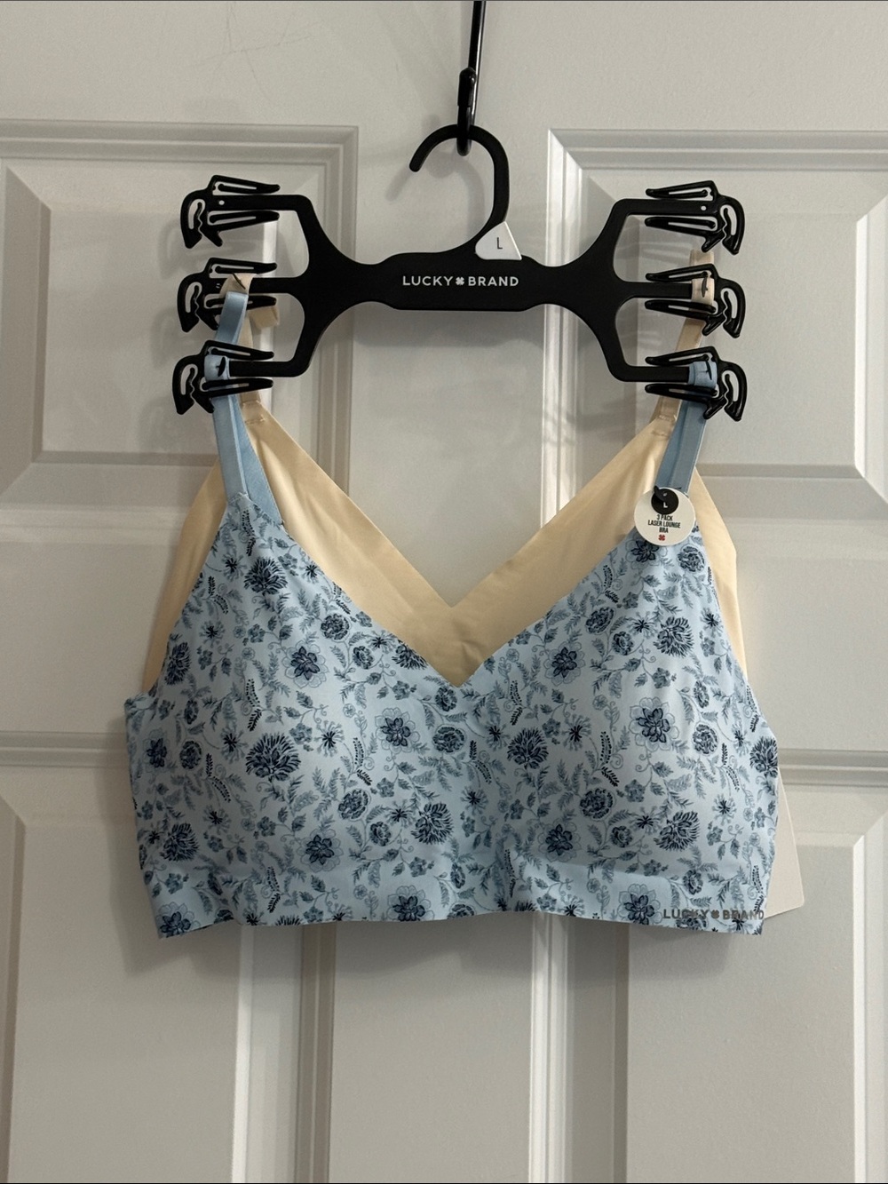 Lucky Brand Blue Floral & Cream Bralette Set